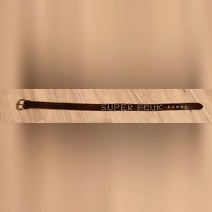French Connection SUPER FCUK studded brown leather belt size 30